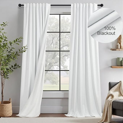 100 Inch Curtains & Drapes Window Coverings Custom Extreme Blackout Linen by DANCURTON