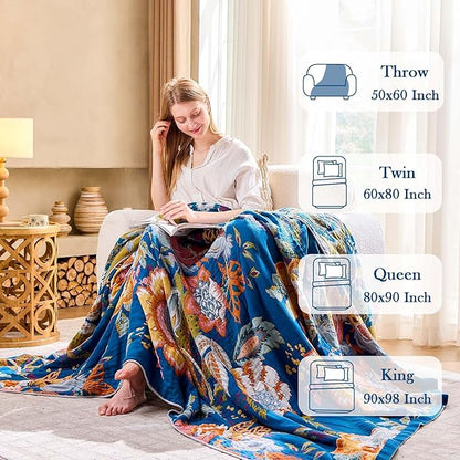 Boho Throw Blanket, 100% Cotton Bohemian Decorative Throw Blanket - Image 3