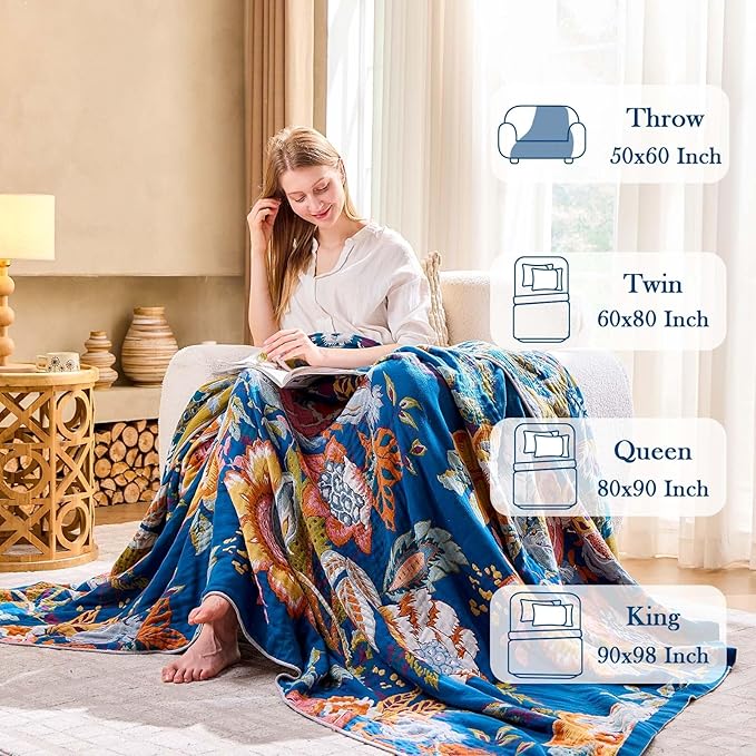 Boho Throw Blanket, 100% Cotton Bohemian Decorative Throw Blanket - Image 3