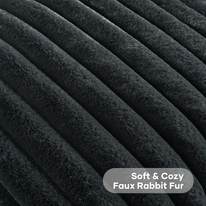 FUTEI Black Throw Pillow Covers Set of 2, 26x26 Inch Striped Texture Euro - Image 2