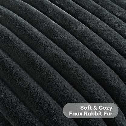 FUTEI Black Throw Pillow Covers Set of 2, 26x26 Inch Striped Texture Euro - Image 2