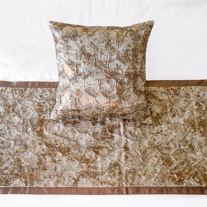 The HomeCentric King/Queen/Twin Copper Designer Twin 53"x18" Bed Runner Without - Image 2