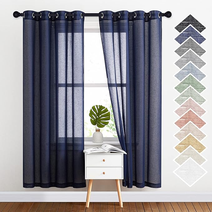 NICETOWN Natural Open Linen Weave Flax Textured Sheer Window Curtains, Medium by NICETOWN