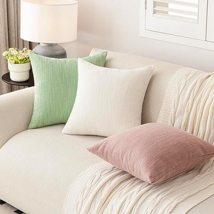 Foindtower Set of 2 Decorative Textured Burlap Linen Throw Pillow Covers - Image 5