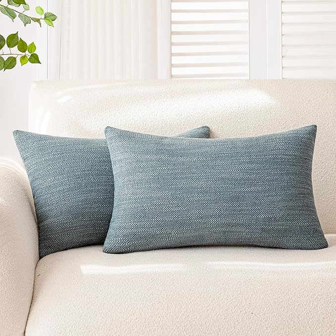 Foindtower Set of 2 Decorative Textured Burlap Linen Throw Pillow Covers by Foindtower