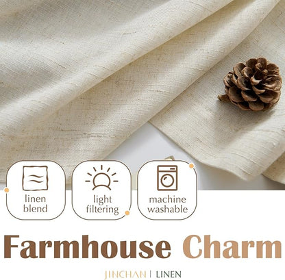 jinchan Pinch Pleated Linen Blend Curtains 63 Inch 2 Panels Light Filtering - Image 9