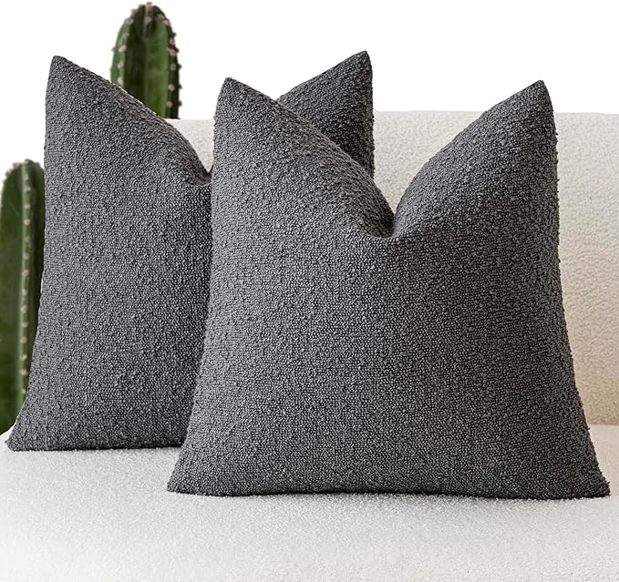 Foindtower Set of 2, Decorative Textured Boucle Throw Pillow Covers Accent by Foindtower