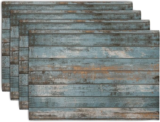 Rustic Wooden Board Print Placemats Set of 4 Vintage Wood Grain Texture by Wnoesat