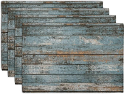 Rustic Wooden Board Print Placemats Set of 4 Vintage Wood Grain Texture by Wnoesat