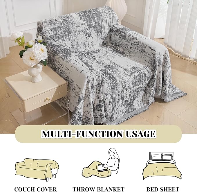 MEETSKY Small Couch Cover Oversized Chair Cover Washable, Chenille Soft Throw - Image 6
