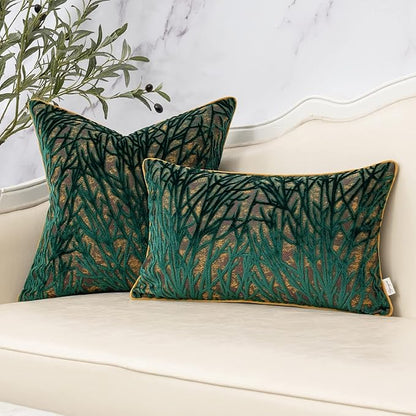 Yangest Green Throw Pillow Cover Velvet Cushion Cover Branches Rectangular - Image 5