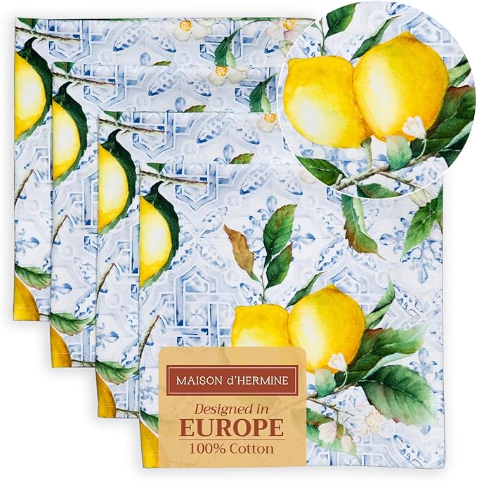 Maison d' Hermine Cloth Napkins Set of 4 100% Cotton Everyday Reusable Square by MaisondHermine