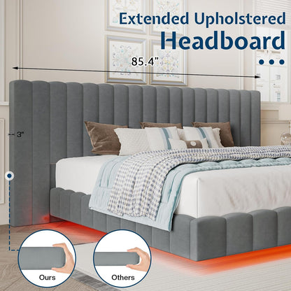 jocisland queen bed frame with 85" wide velvet, close-up detail
