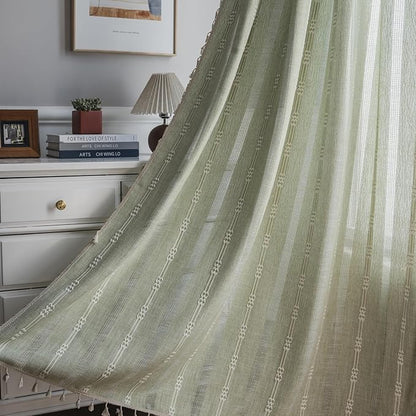 ColorBird Sage Curtain 84 inch Length, 2 Panels Farmhouse Linen Curtains by ColorBird