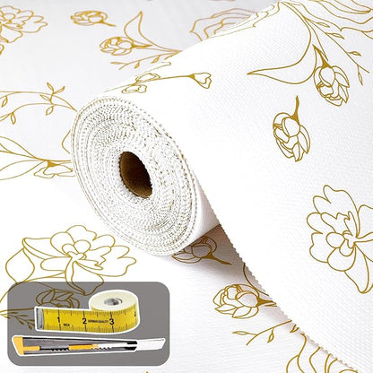 Shelf Liners for Kitchen Cabinets 17.5in x 30FT Non Adhesive Drawer Liner Gold by Oneoftheworld