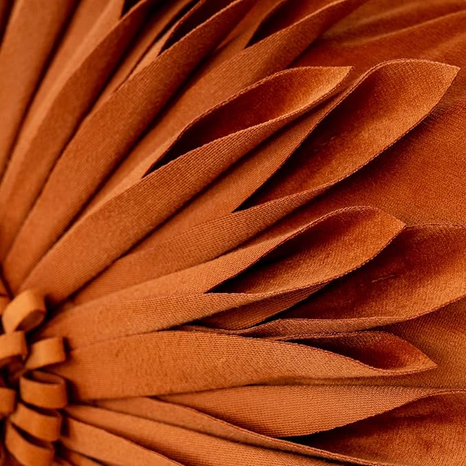 Alerfa 3D Flower Handmade Throw Pillow Cover Decorative Orange Velvet - Image 5
