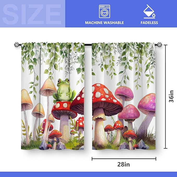 Aimego Mushroom Frog Kitchen Curtains - Image 3