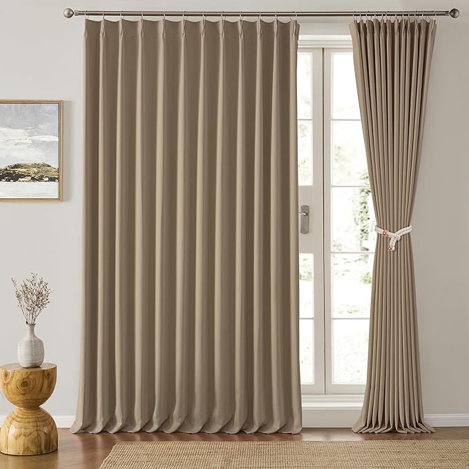 80 Inch Wide Black Pinch Pleated Curtains 80 x 63, Thermal Insulated Noise by KEQIAOSUOCAI