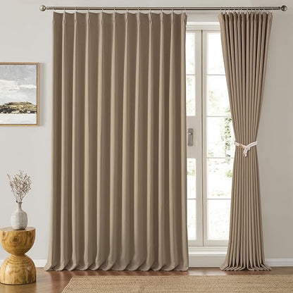 80 Inch Wide Black Pinch Pleated Curtains 80 x 63, Thermal Insulated Noise by KEQIAOSUOCAI