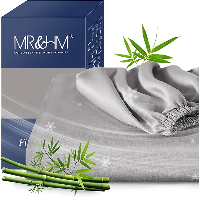 MR&HM King Fitted Sheet Only, Ultra-Soft Rayon Derived from Bamboo & Polyester by MRHM
