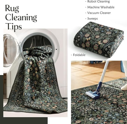 MUJOO 2x3 Washable Rug, Floral Small Area Rugs - Image 6