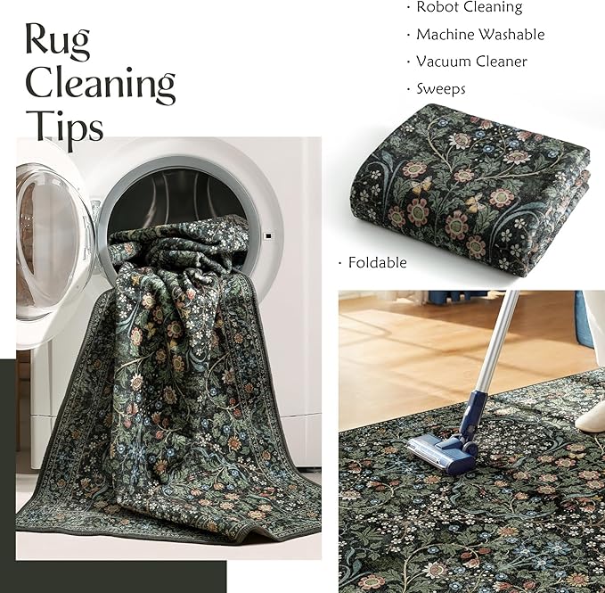MUJOO Washable Runner Rug, Floral 2x6 Runners - Image 4