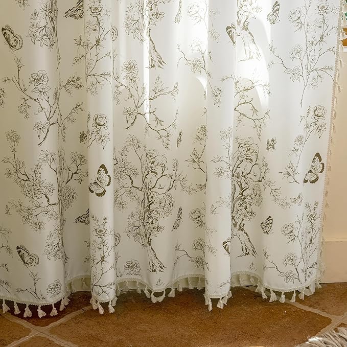 ENJOYBRIDAL Floral Curtains 84 Inch Long Boho Semi Sheer Drapes 2 Panels - Image 4