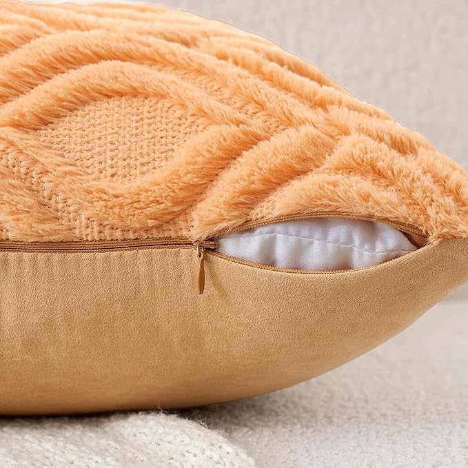 MIULEE Orange Fall Throw Pillow Covers 12x20 Inch, Soft Plush Faux Wool Solid - Image 3