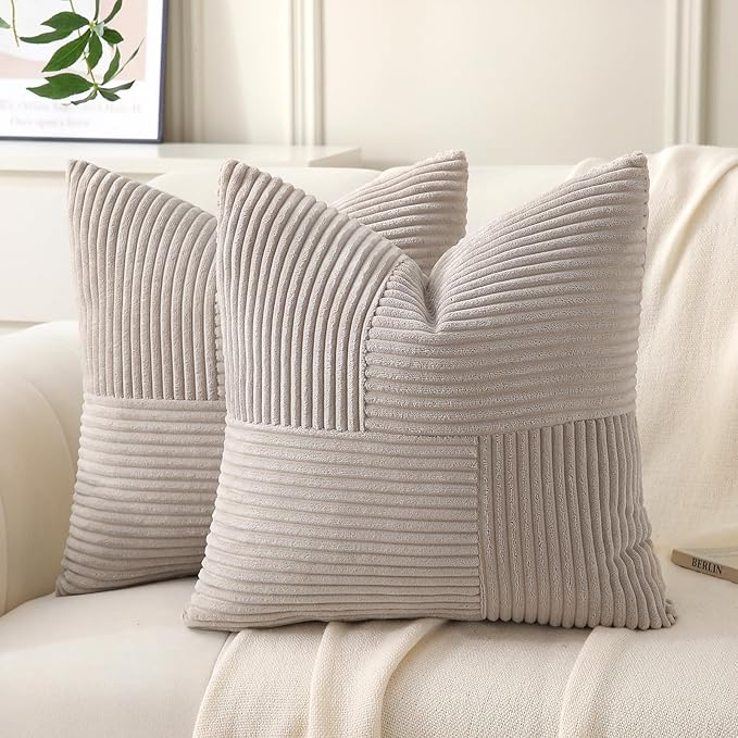 Taupe Throw Pillow Covers 20x20 inch, Farmhouse Home Decor, Boho Decorative by Unknown