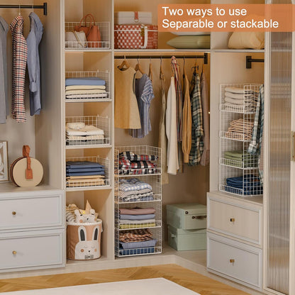 yociyoga 4-tier stackable closet organizers and storage basket shown in use