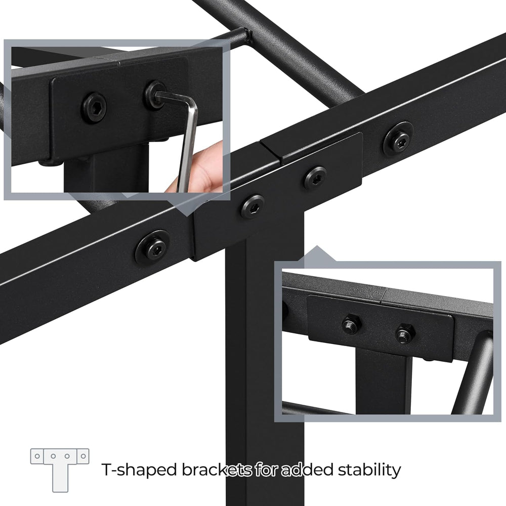 Yaheetech 2pcs Twin Metal Platform Bed Frame with Headboard Footboard Black