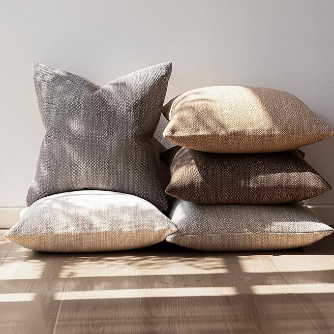Foindtower Set of 2 Decorative Textured Burlap Linen Throw Pillow Covers - Image 5