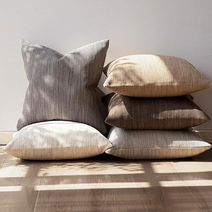 Foindtower Set of 2 Decorative Textured Burlap Linen Throw Pillow Covers - Image 5
