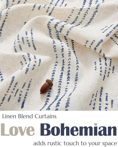 jinchan Boho Kitchen Curtains Linen Cafe Tier Curtains 54 Inch Bohemian - Image 3