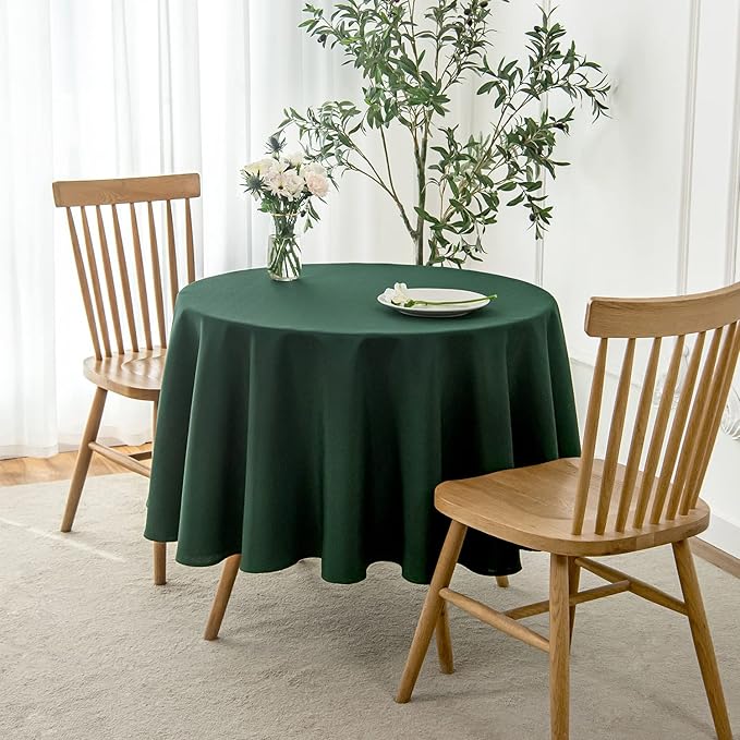 maxmill Round Linen Looking Textured Tablecloth Spill-Proof Wrinkle Free Soft - Image 2