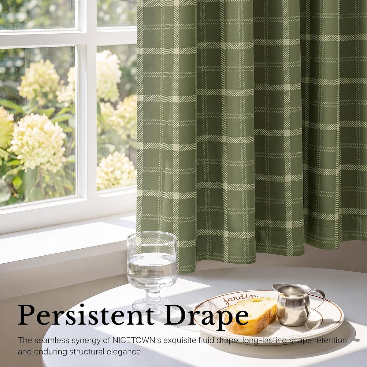 nicetown olive green 100% blackout buffalo check curtains, package contents