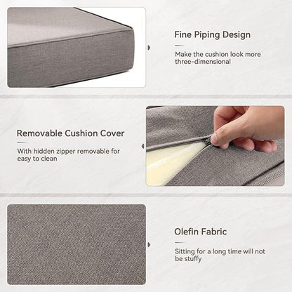 6" Thick Outdoor Cushions 24x24x6, 3-Set Deep Seat Patio Cushions - Image 5
