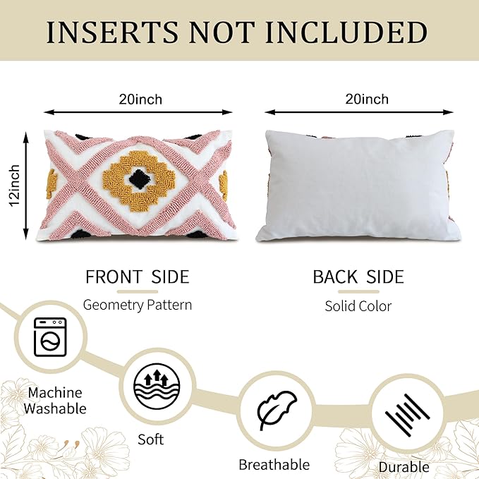Boho Accent Lumbar Pillow Covers 12x20 - Image 4
