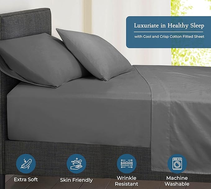 Royale Linens 400 Thread Count 100% American Grown Cotton Fitted Sheet Full Size - Image 3