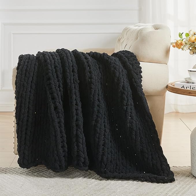 Carriediosa Chunky Knit Throw Blanket 60" X 80" Twin, 100% Hand Made Large - Image 5