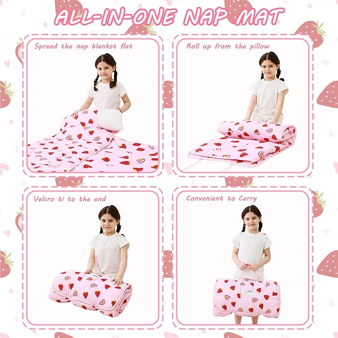 Toddler Nap Mat with Pillow and Blanket, Extra Large Rolled Napping Mats - Image 6