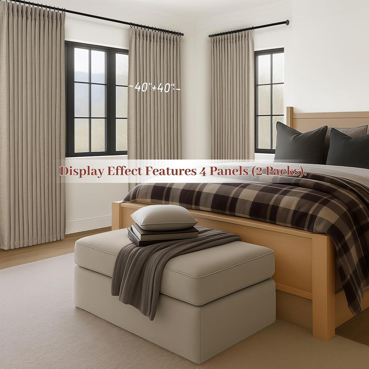 extra wide blackout curtains 70 x 96 inches, front angle view