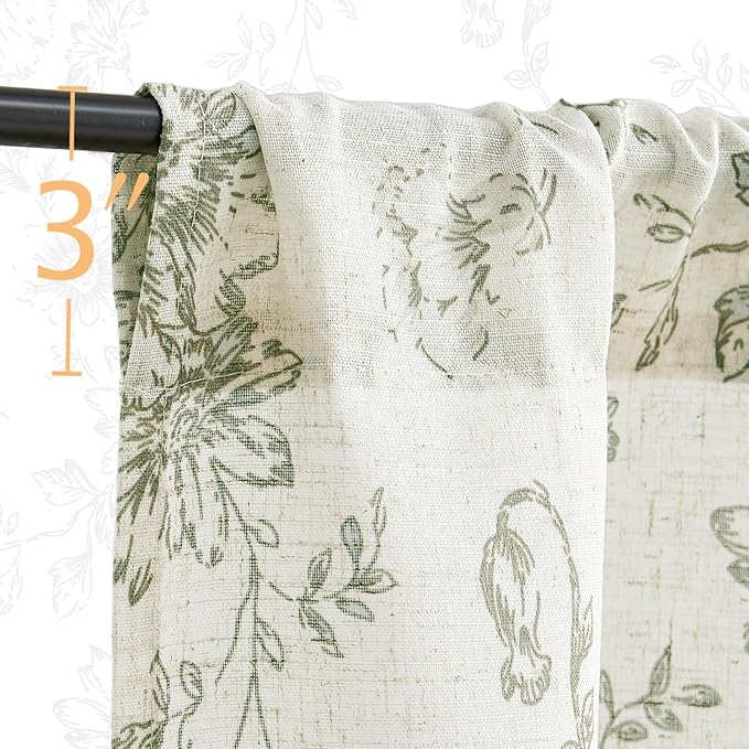 jinchan Floral Linen Tier Curtains 30 Inch Christmas Decorations Farmhouse - Image 7
