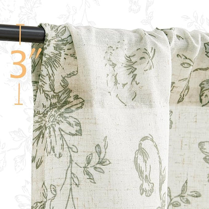 jinchan Floral Linen Tier Curtains 30 Inch Christmas Decorations Farmhouse - Image 7