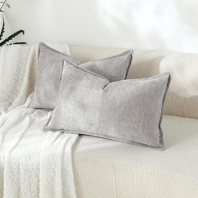Stellhome Lumbar Chenille Throw Pillow Covers Set of 2 Super Soft Textured - Image 7