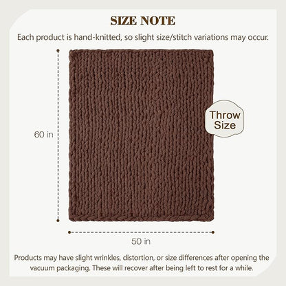 Carriediosa Chunky Knit Throw Blanket 50" X 60", 100% Hand Made Large Chenille - Image 3