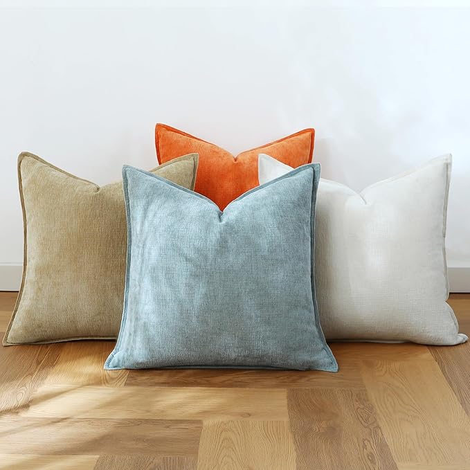 Stellhome Set of 4 Soft Textured Decorative Throw Pillow Covers Accent Solid by Stellhome