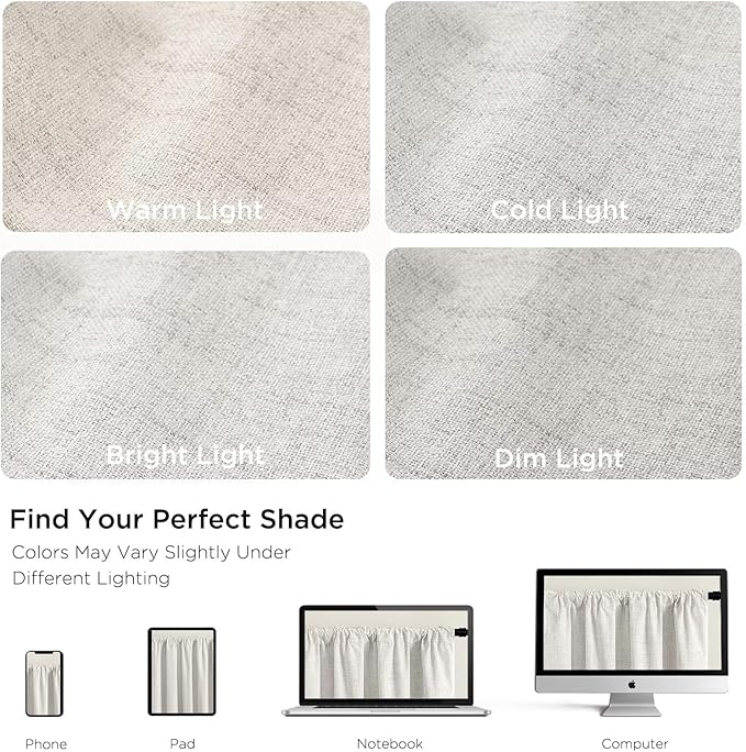 CUCRAF Linen 100% Blackout Curtains 72 Inch Length 2 Panels Set, Back Tab and - Image 5