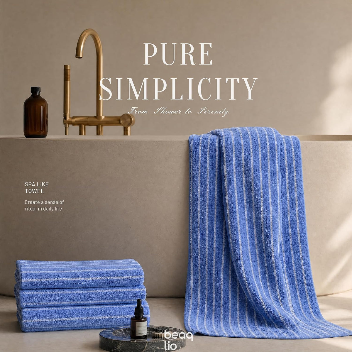 100% cotton 8 pack bath towels set, striped, close-up detail