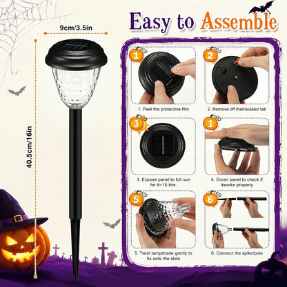 Gerrii 6 Pack Halloween Solar Lights Outdoor, Halloween Decorations Outdoor